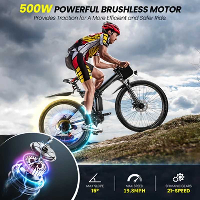 26" Folding Electric Bike for Adults, with 500W Motor,48V 20MPH Removable Battery, Up to 50Miles Range, Cruise Control -  18