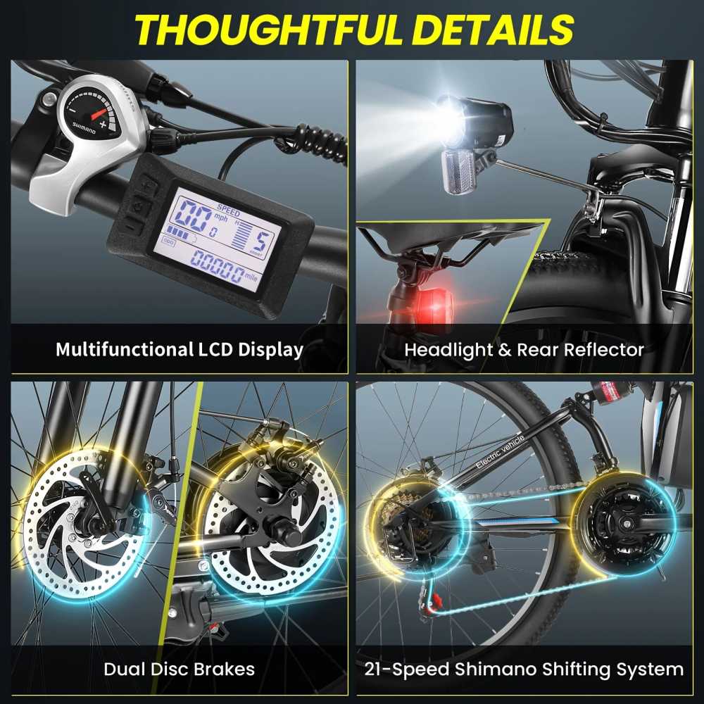 26" Folding Electric Bike for Adults, with 500W Motor,48V 20MPH Removable Battery, Up to 50Miles Range, Cruise Control -  18