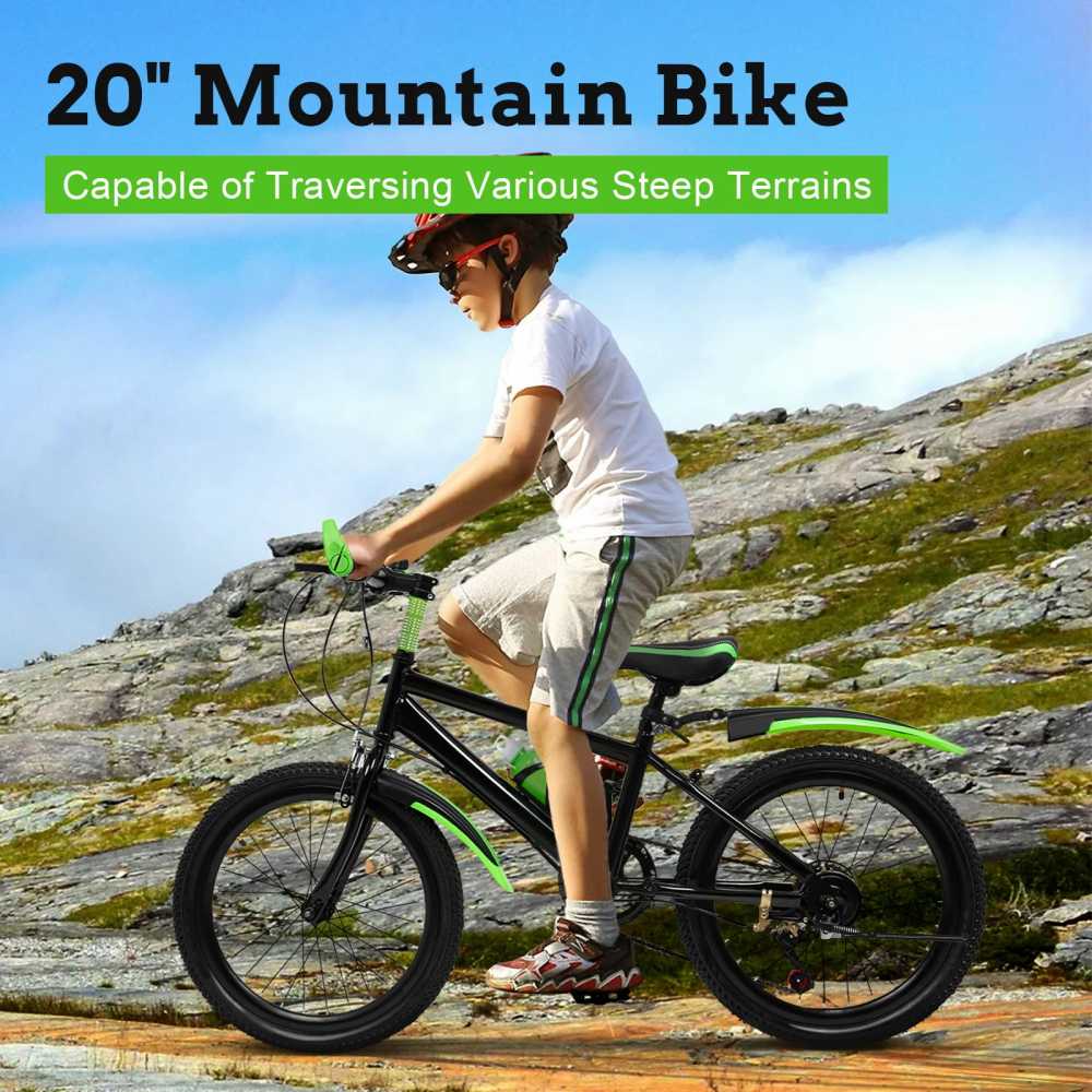 20"  7 Speeds Mountain Bike Kids Bicycle Dual-Disc Brakes Unisex Children's Bicycle Height Adjustable MTB Boys Girls Riding Bike -  18