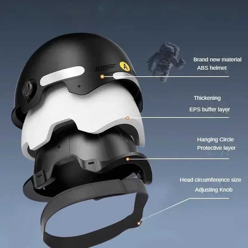 Bicycle Safety Helmet 3C Certified Men's and Women's Adult Children Cartoon Electric Bicycle Motorcycle Half Helmet with Goggles -  18