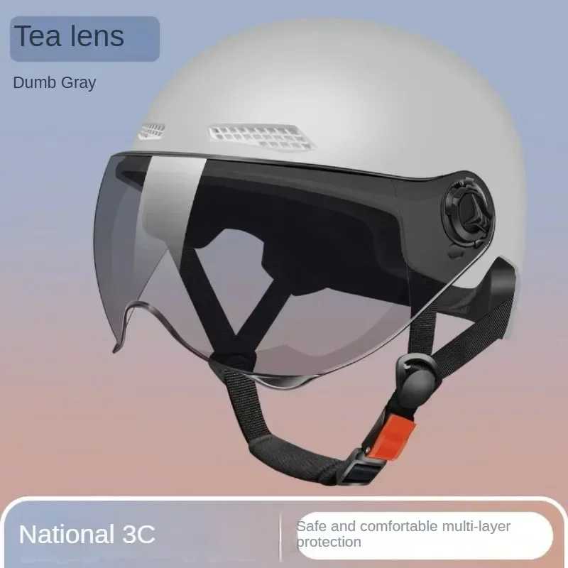 Bicycle Safety Helmet 3C Certified Men's and Women's Adult Children Cartoon Electric Bicycle Motorcycle Half Helmet with Goggles -  18