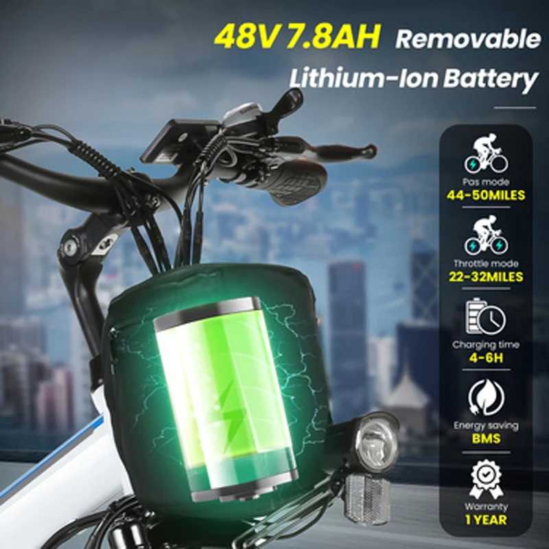 26" Folding Electric Bike for Adults, with 500W Motor,48V 20MPH Removable Battery, Up to 50Miles Range, Cruise Control -  18
