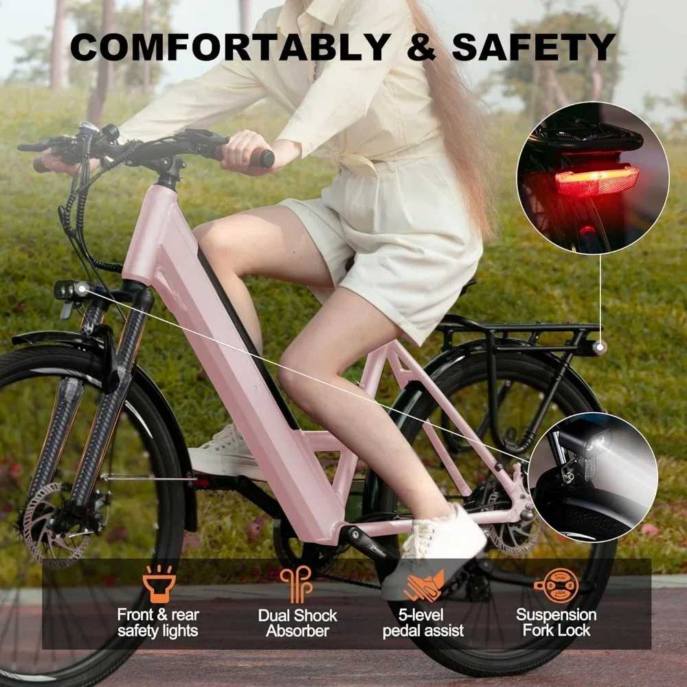 Electric Bike for Adults - 468Wh Removable Battery, 26 inch Step Thru Electric Bicycle, Peak 750W Brushless Motor Ebike, E-Bikes -  18